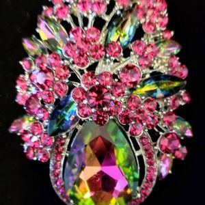 Floral Brooch - Fuschia/Green